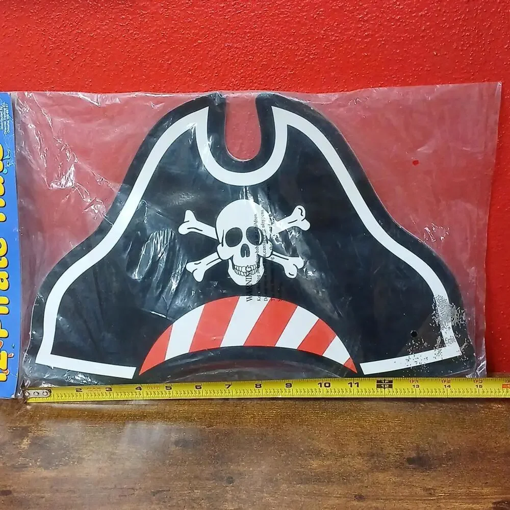 Pack of 12 Cardboard Pirate Skull & Crossbones Hats, For Pretend - Party - Fun